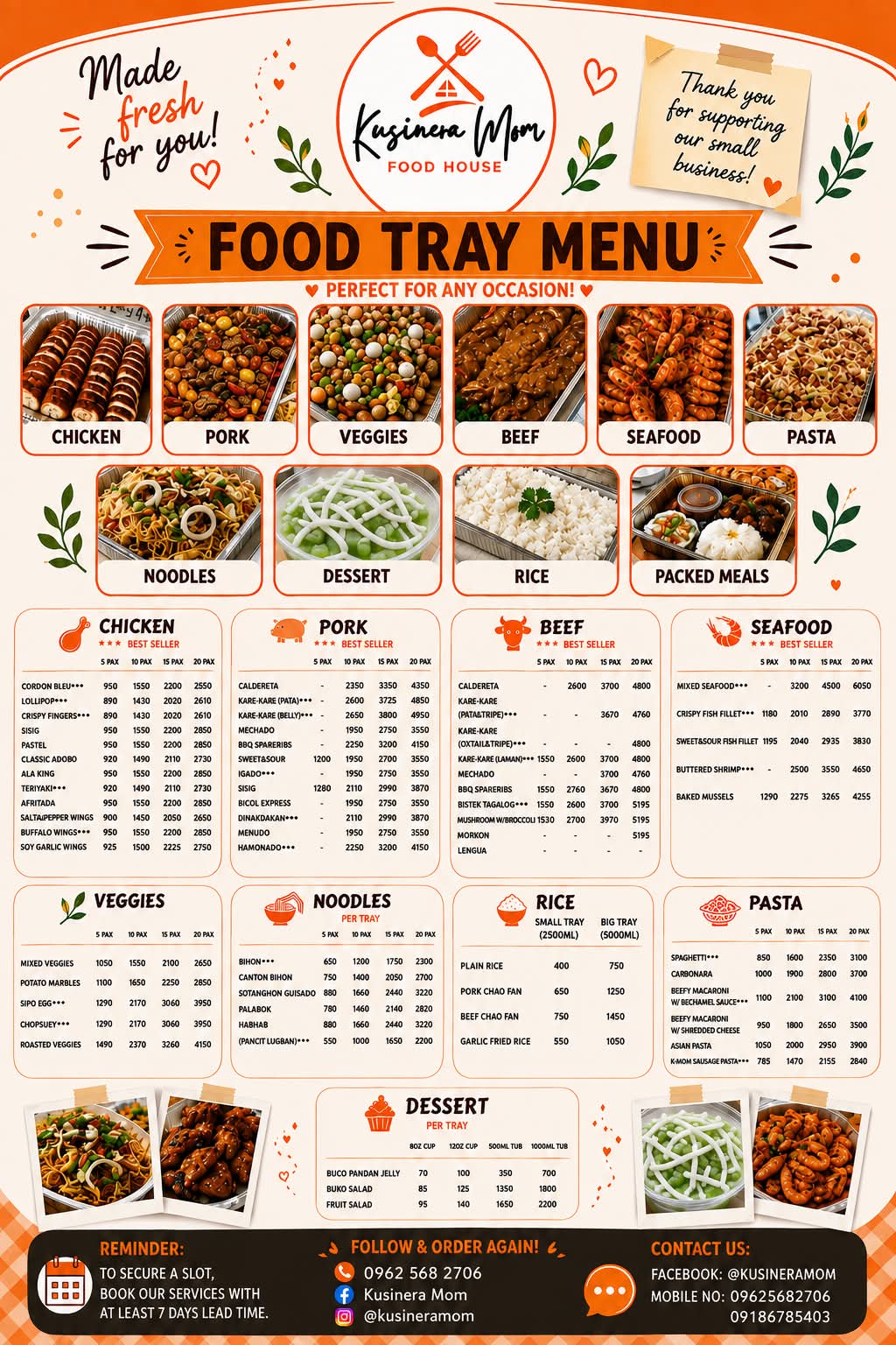 Kusinera Mom Food House Food Tray Menu