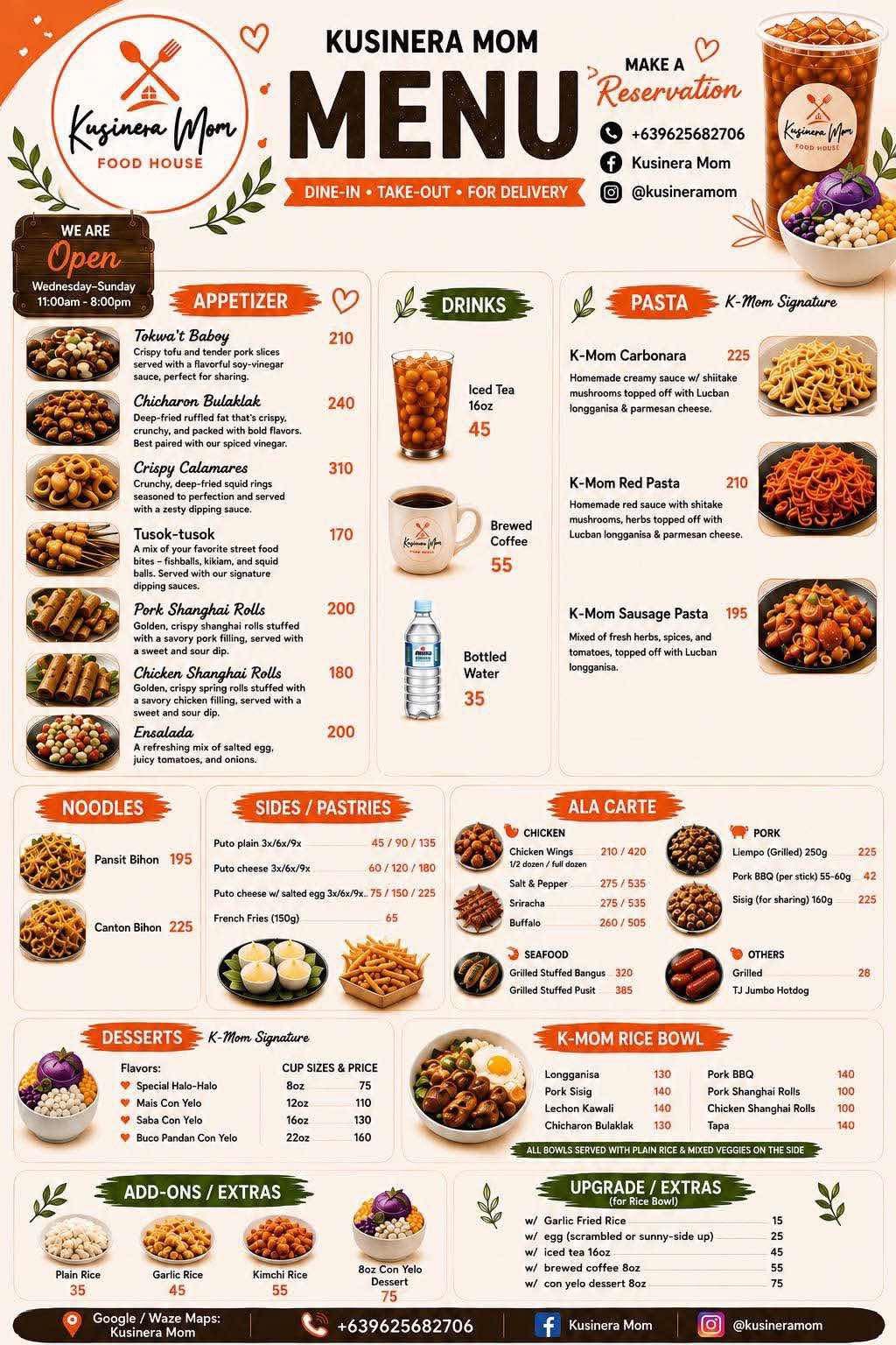 Kusinera Mom Food House Main Menu